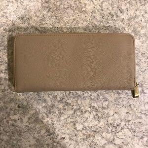 Faux leather zip-around wallet